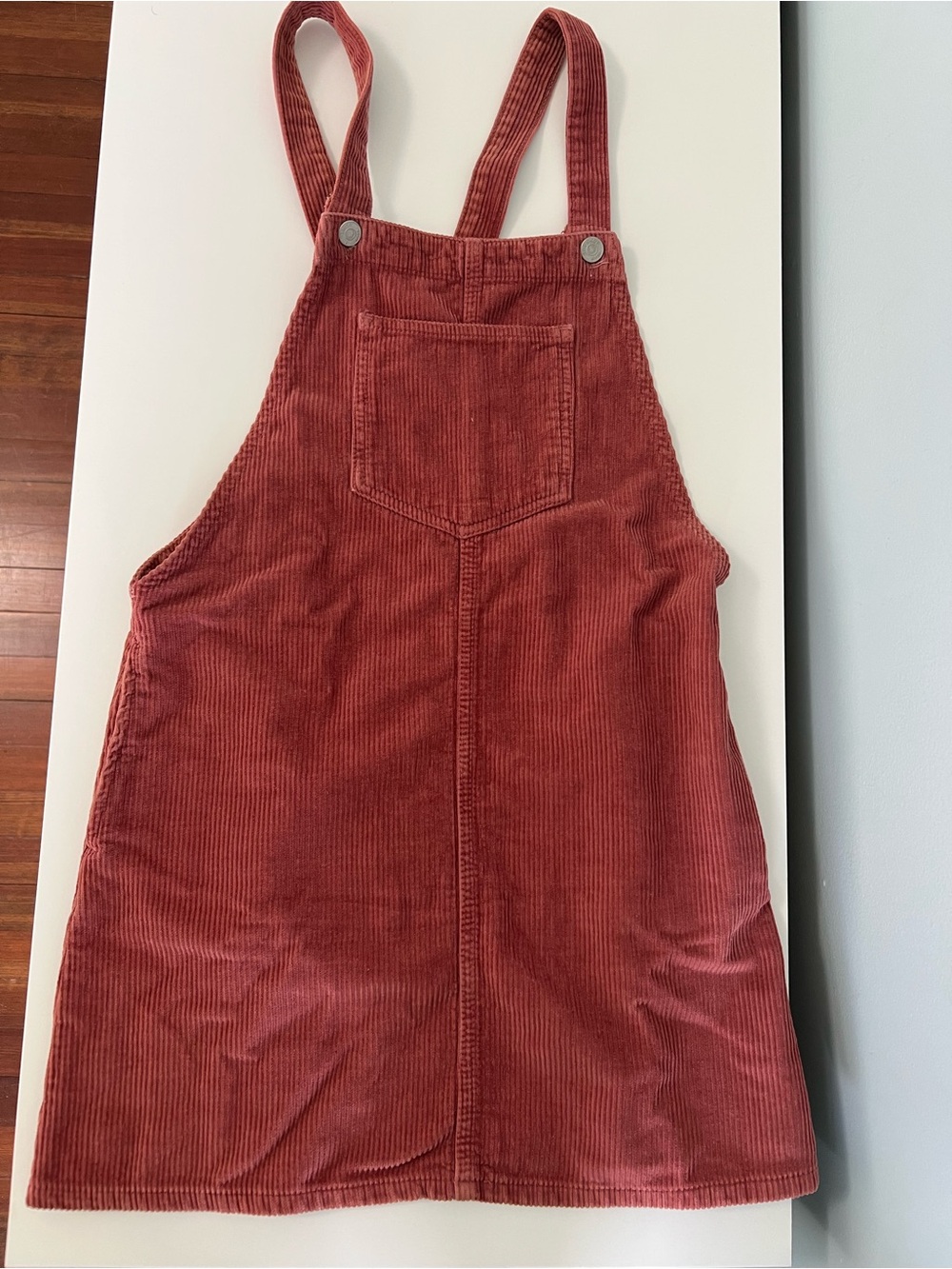Topshop Corduroy Pinafore Dress in Dusty Rose